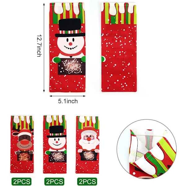 6 st Jul Vinflaskor Omslag Påsar, Tomte Snögubbe Ren Patte