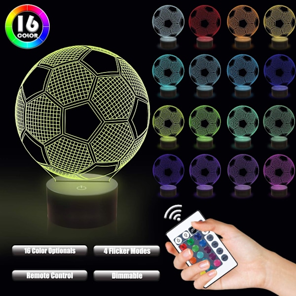 Jalkapallo Yövalot Lapsille 3D Illuusio Jalkapallovalot 16 LED-XM2-