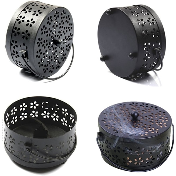 Flytbar Myggespiralholder Klassisk Metal Røgelsesholder (Sort)