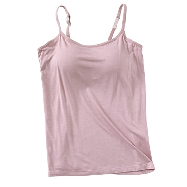 Tanktopp for kvinner med innebygd BH, justerbare spaghettistropper, tanktopp for kvinner, formell, daglig, festball, rosa Pink 2XL