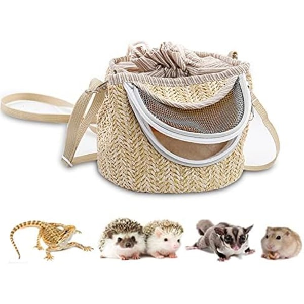 Liten Kjæledyrbæreveske Hamsterbæreveske med Lang Avtakbar Stropp