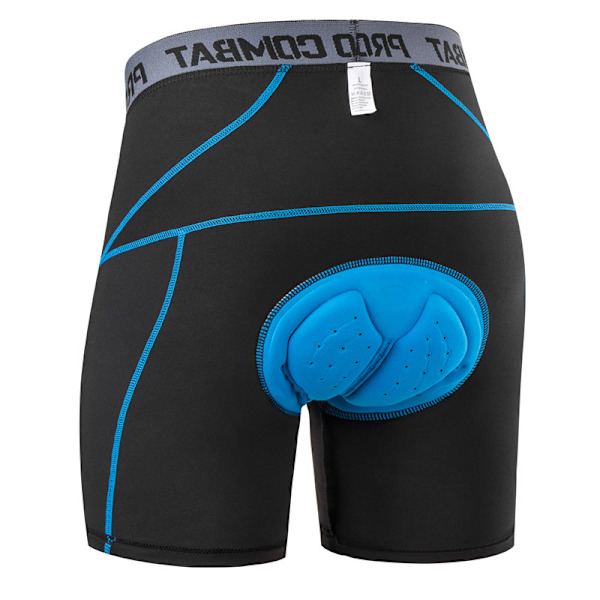 Herrcykelbyxor 3D-vadderade MTB Cykelbyxor Andningsbara Svart-Blå Black-Blue M