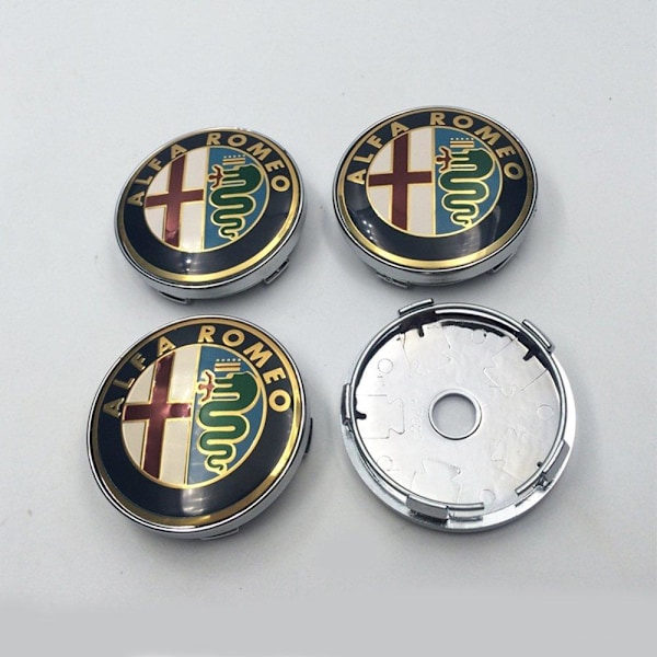 Alfa01 - 60MM 4-pack Navkapslar Alfa Romeo Silver Silver one size