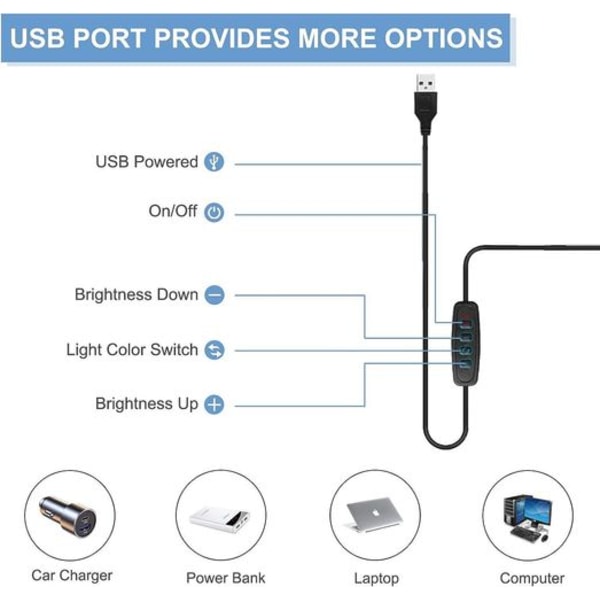 LED-bordlampe med klemme, bordlampe med svingarm, justerbar