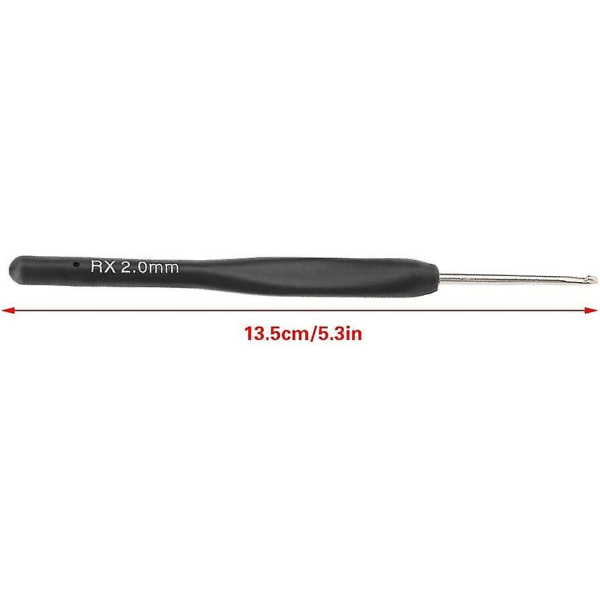 8 stk Svart Fint Mykt Håndtak Heklenålsett, 1mm 1.25mm 1.5mm 1.75mm 2mm 2.25mm 2.5mm 2.75mm Plast Heklenåler Ergonomisk