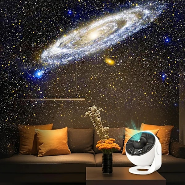 Stjernehimmelprojektor planetarieprojektor stjernehimmelprojektor galaksetaktak voksen 12 skiver 360° roterende nattlampe Black+White