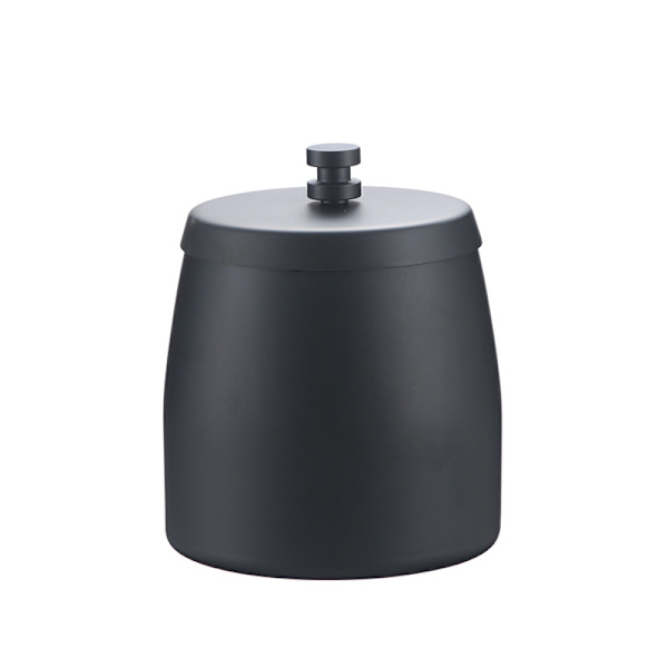 Rostfritt askfat med lock, vindtätt utomhusaskfat med halkfri bas för utomhus- och inomhusbruk, svart Black-X73- Black S