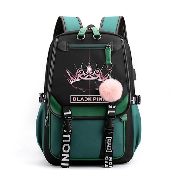Blackpink Rygsæk Laptop Taske Skoletaske Bogtaske Med USB Opladning & Hovedtelefon Port style 3