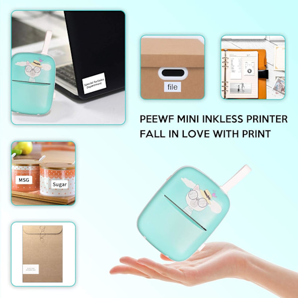 Lommeprinter Mini Bærbar Klistermærke Termisk Etiketprinter