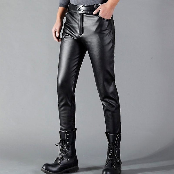 Läderbyxor herr, Skinny Stretch PU-läderbyxor 35
