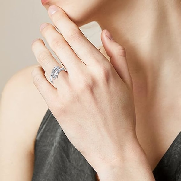 Kramring, S925 Sterling Silver Justerbar Kom till Min Arm Inspirerande Uppmuntrande Ringar Hand Öppen Tumring 'Ge Mig en Kram' Kramring