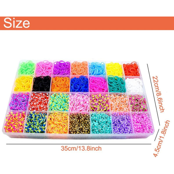 Färgglada set för loom bands, 10 000 gummiband med 28 färger