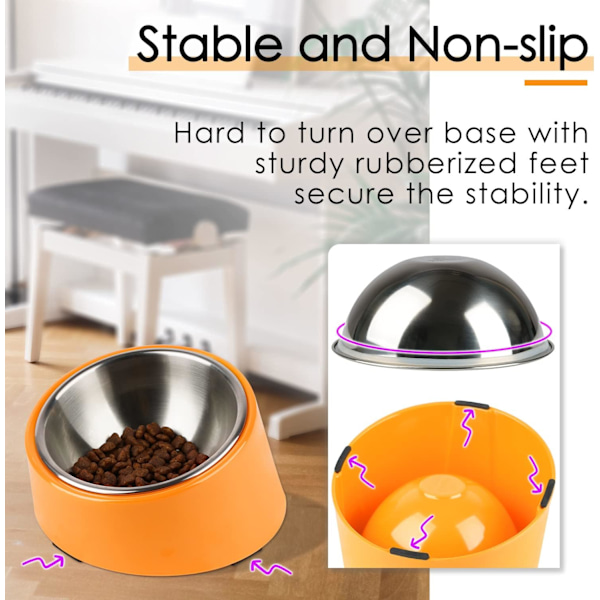 Skål for hund og katt, skrå skål sklisikker moderne elegant melamin