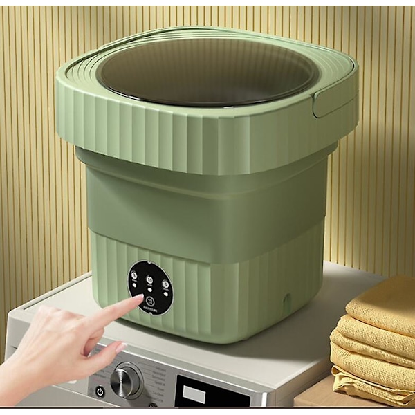 Bärbar tvättmaskin, 11L 2-i-1 hopfällbar tvättmaskin och centrifug green