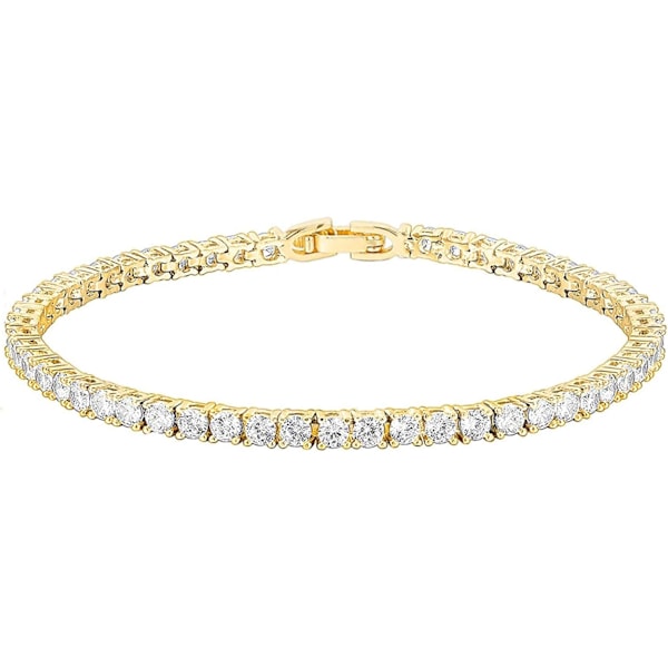 14K forgyldt 3mm kubisk zirkonia klassisk tennisarmbånd | Guld