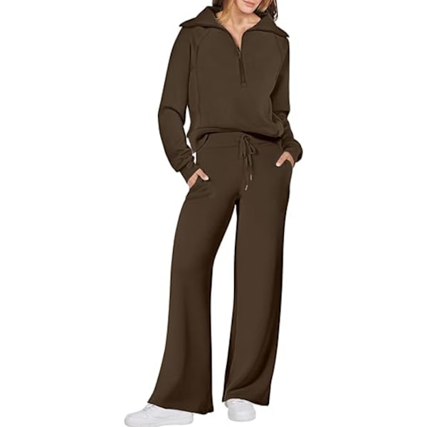 Dam 2-osainen treeniasusetti, Avara Loungewear, Urheilupuku Ruskea Brown L