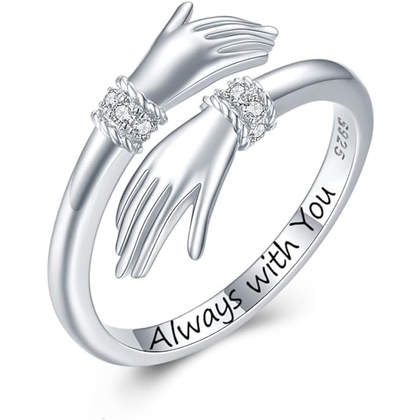 Knus Ring, S925 Sterling Sølv Justerbar Kom til Min Arm Inspirerende Opmuntringsringe Hånd Åben Tommelfingerring 'Giv Mig et Knus' Knus Ring