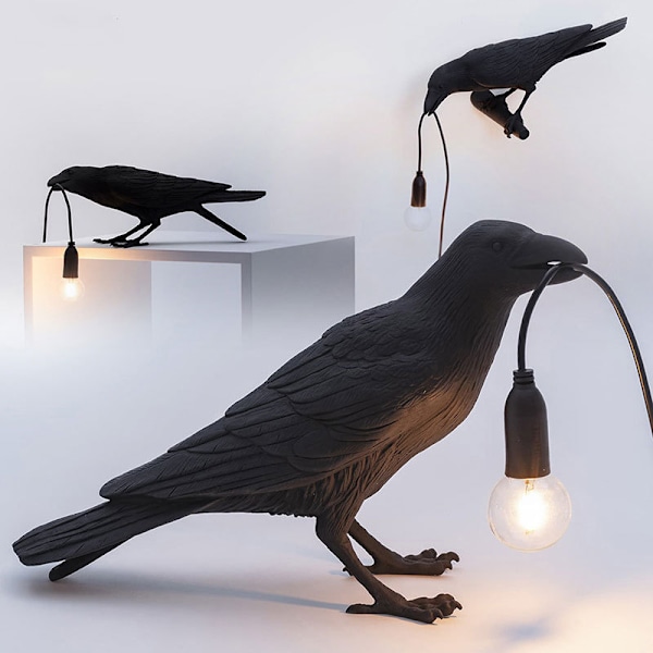 Seletti Bird Modern Italiensk Vägglampa Svart Vit Harts L-WELLNGS svart höger