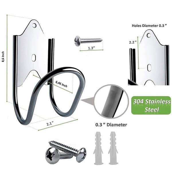 Slangeophæng Rustfrit Stål Haveslange Krog Holder{}MK Silver