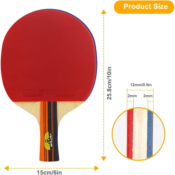 Bordtennisbat Profesjonelt Ping Pong Racket Paddelsett