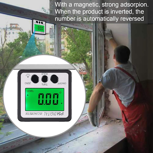 Digital Inklinometer 4*90° Magnetisk Vinkelmätare Vattentät IP54