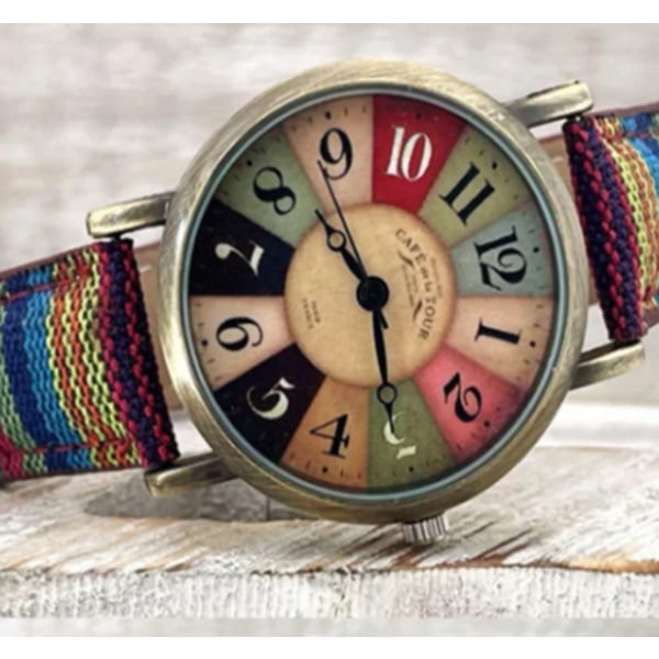 Boho Hippie Ur Regnbue Vævet Rem Armbåndsur-KK1- Blue