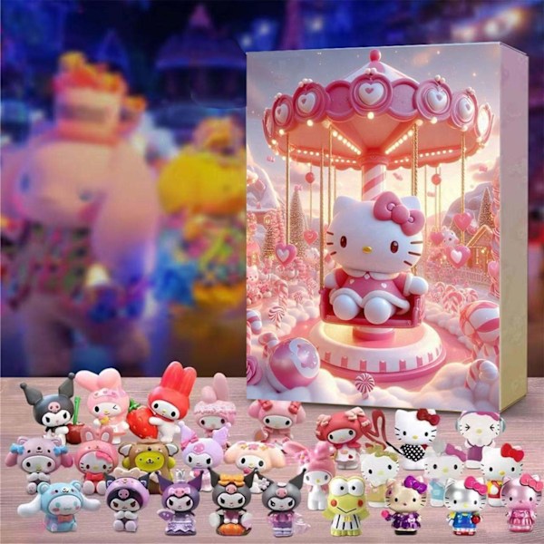 Ny Sanrio Julekalender, 24 overraskelser, samlefigurer, blindboks-sett, perfekt for julen 999