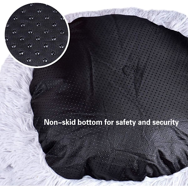 Queta Katteseng, Vakker Dyreseng, Liten Hundeseng Kjæledyrseng Plysj Myk Rund Katteseng (50cm) Skrapebase svart Scraper base black Diameter 50 cm