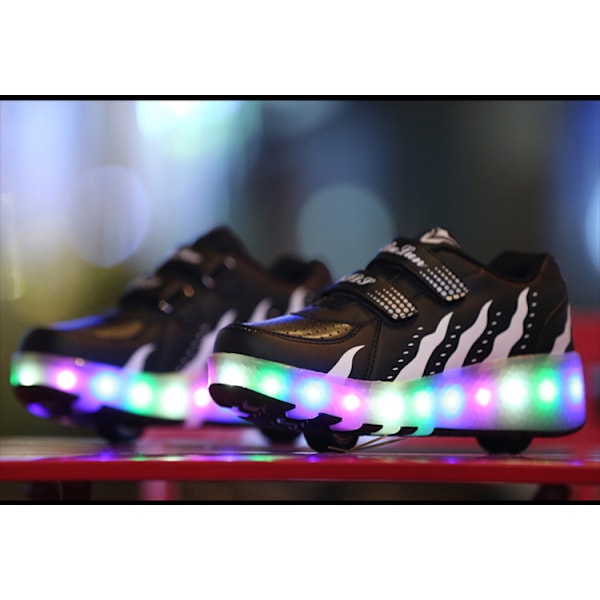 LED Rullskridskor för Barn, Ljusande Rullskor med Hjul Svart Black 30