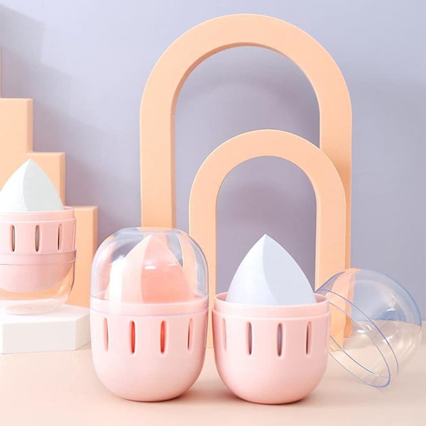 Makeup svampeholder opbevaringsboks med transparent låg -XM2-