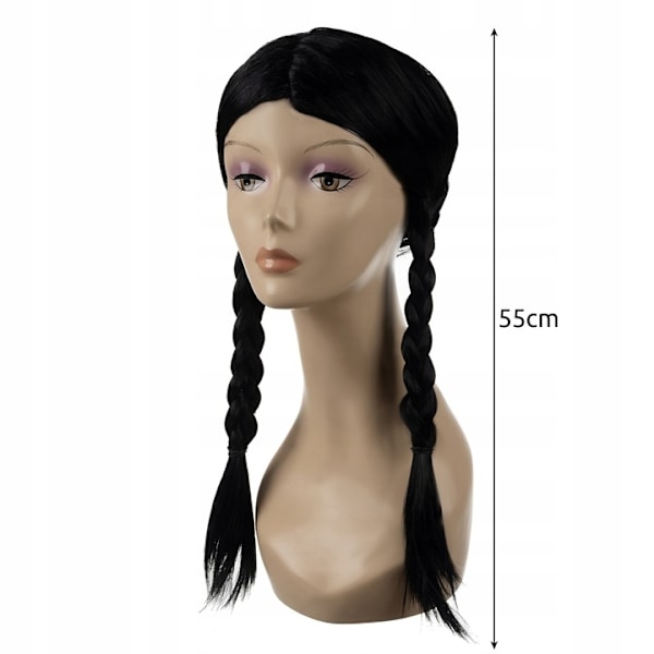 Wednesday Parykk med Fletter - Addams Black Svart