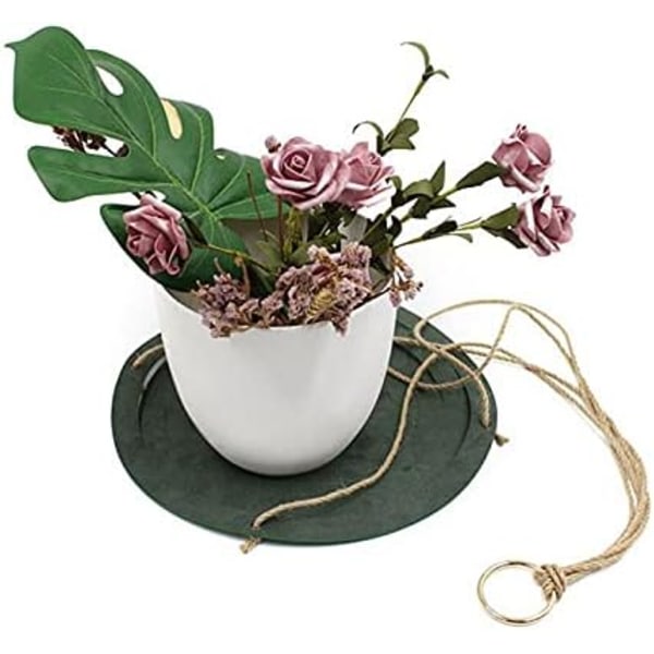 Nahkainen riippuva kukkaruukku - Sisä- ja ulkokäyttöön - 31cm/15cm - valkoinen