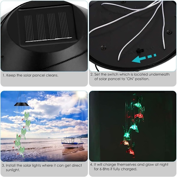 Solardriven vindspel, vattentätt LED färgskiftande Wind-XM2-