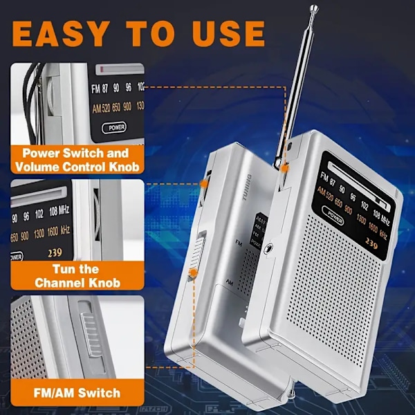 Bærbar radio, liten radio FM/AM, transistorradio