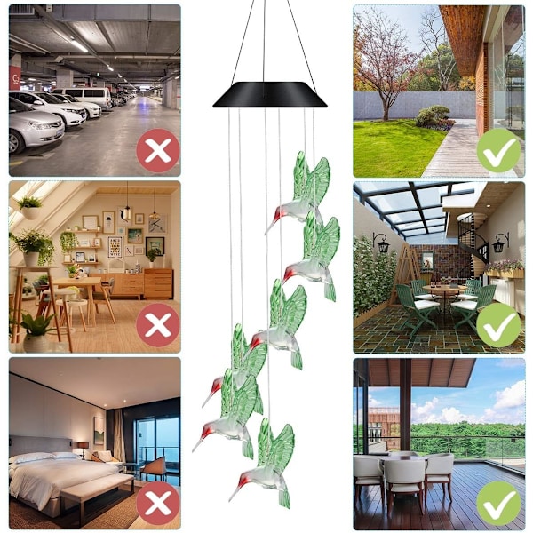 Solardriven vindspel, vattentätt LED färgskiftande Wind-XM2-