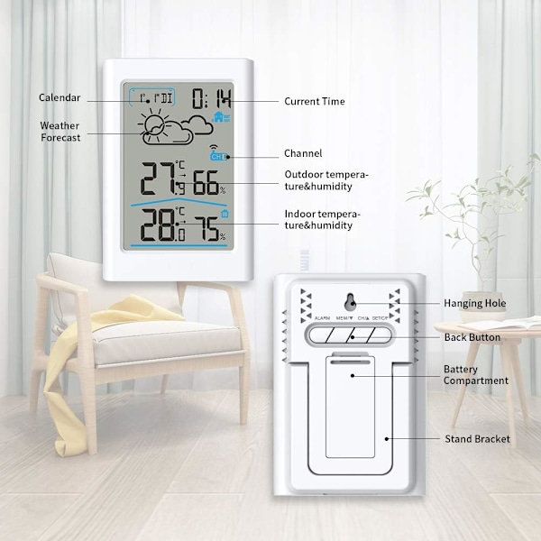 Digital Trådlös Väderstation Inomhus Utomhus Termometer-XM2-