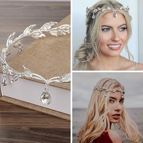 Rhinestone Crystal Tiara, Bröllop Tiara, Rhinestone Leaf Crown Cr