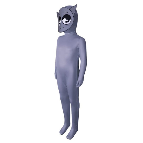 Sprunki Incredibox Barn Jumpsuit med Hette Outfit Kostyme Langermet Glidelås Playsuit for Voksen & Barn Grå Grey 120cm