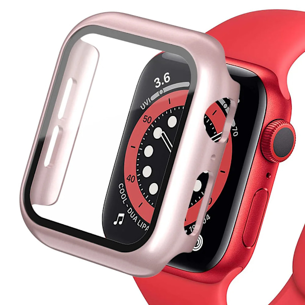 Herdet deksel for Apple Watch Klokkeveske 9 8 7 6 5 4 38 40mm Tilbehør Skjermbeskytter iWatch Series 44mm 45mm 41mm 42mm Rose gull 2838