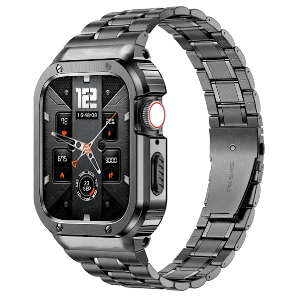 Stålkasse + Rem til Apple Watch Band 44mm 45mm 49mm 40mm Bumper Cover Tilbehør iwatch Ultra serie 8 6 SE 7 Rem sølv