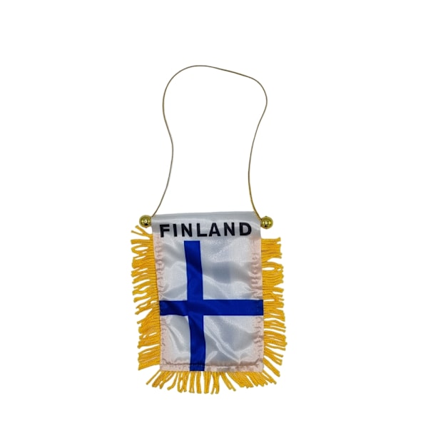Riippuva lippu auton taustapeiliin imukupilla Finland