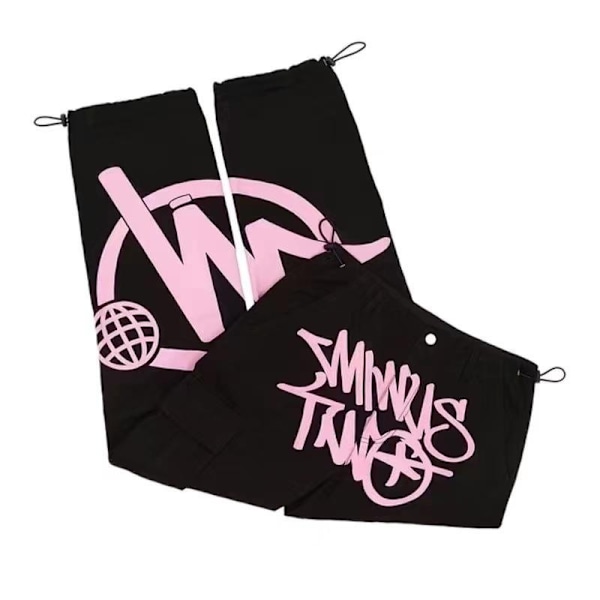 Minus Two Cargo Pants Cargobyxor Mjukisbyxor Ficka Hög Midja S Svart-rosa-KK1- Svart-rosa M