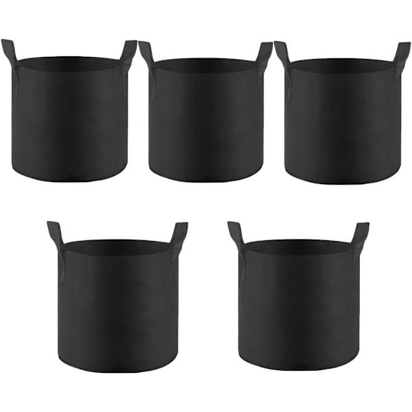 Plantpåsar, 5-pack Non Woven Odlingspåse Planteringspåse Trädgårdspåse, med Handtag, Trädgårdskruka, Potatispåse, Trädgårdsväxtpåse, Trädgårdspåse (5 Gallon)
