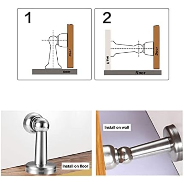 MAGNETISK DØRSTOPP - Magnetisk dørholder i rustfritt stål-look - XM2-