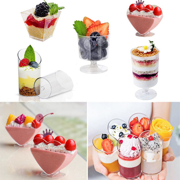 20 stk Plastmousse Dessertkopper D-150ML