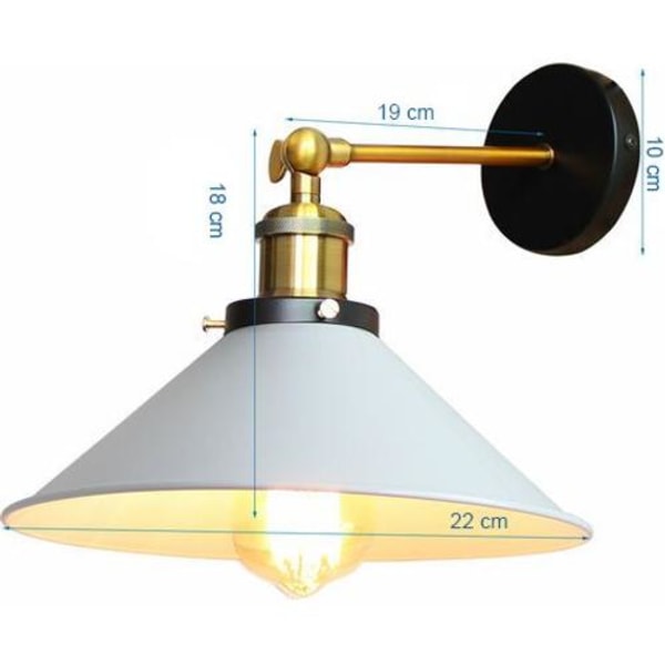 Retro Industriell Vegglampe Metalllampe E27 Justerbar Taklampe for Stue Kjøkken Korridor Bar - Hvit - Hvit