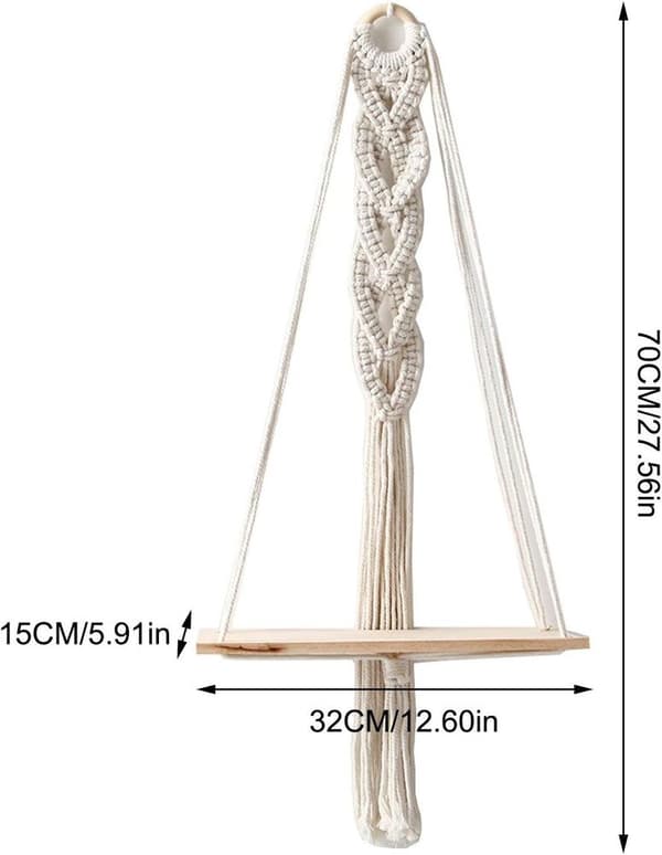 Macrame Wall Decor in Wood, Boho Wall Decor Tapestry Plant Pot-FM-
