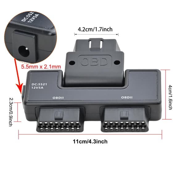 Lommeformat OBD2 OBDII fuld 16-bens han til 2 hun splitteradapter 0.2