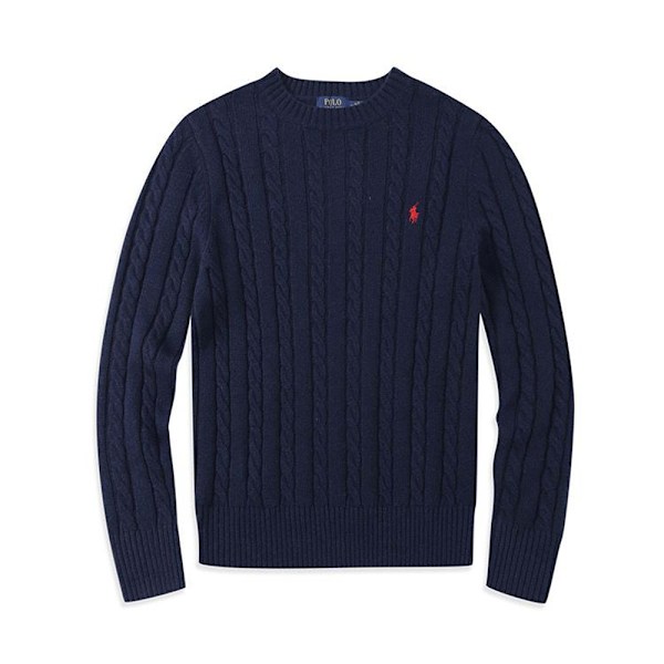 Polo Ralph Lauren Herrarnas Stickad Tröja Rund Halslös Lös Avslappnad Långärmad Stickad Tröja Royal Blue 397