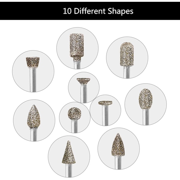 Diamantbor, 20 stk. Diamant Rotary Bor (Diamantbor/Hoved/Spids)